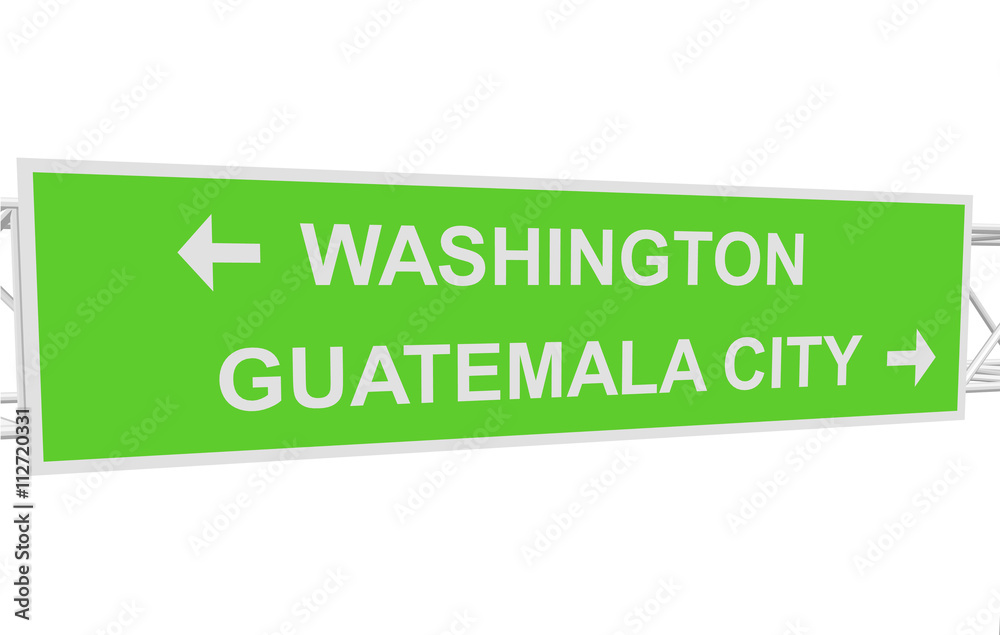 three-dimensional illustration of a road sign with directions