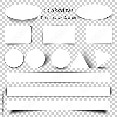 Collection of transparent shadows. Vector blank paper on different shadow elements for your design. photo