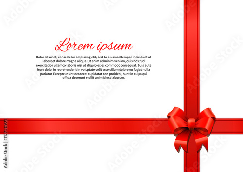 Gift card with red bow and ribbon