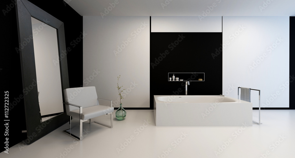 Elegant modern black and white bathroom