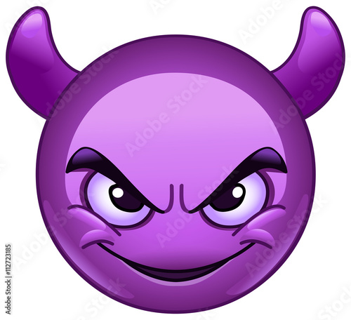 Smiling face with horns emoticon
