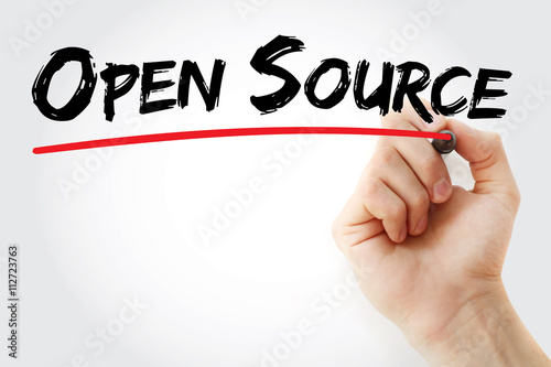 Hand writing Open Source with marker, business concept