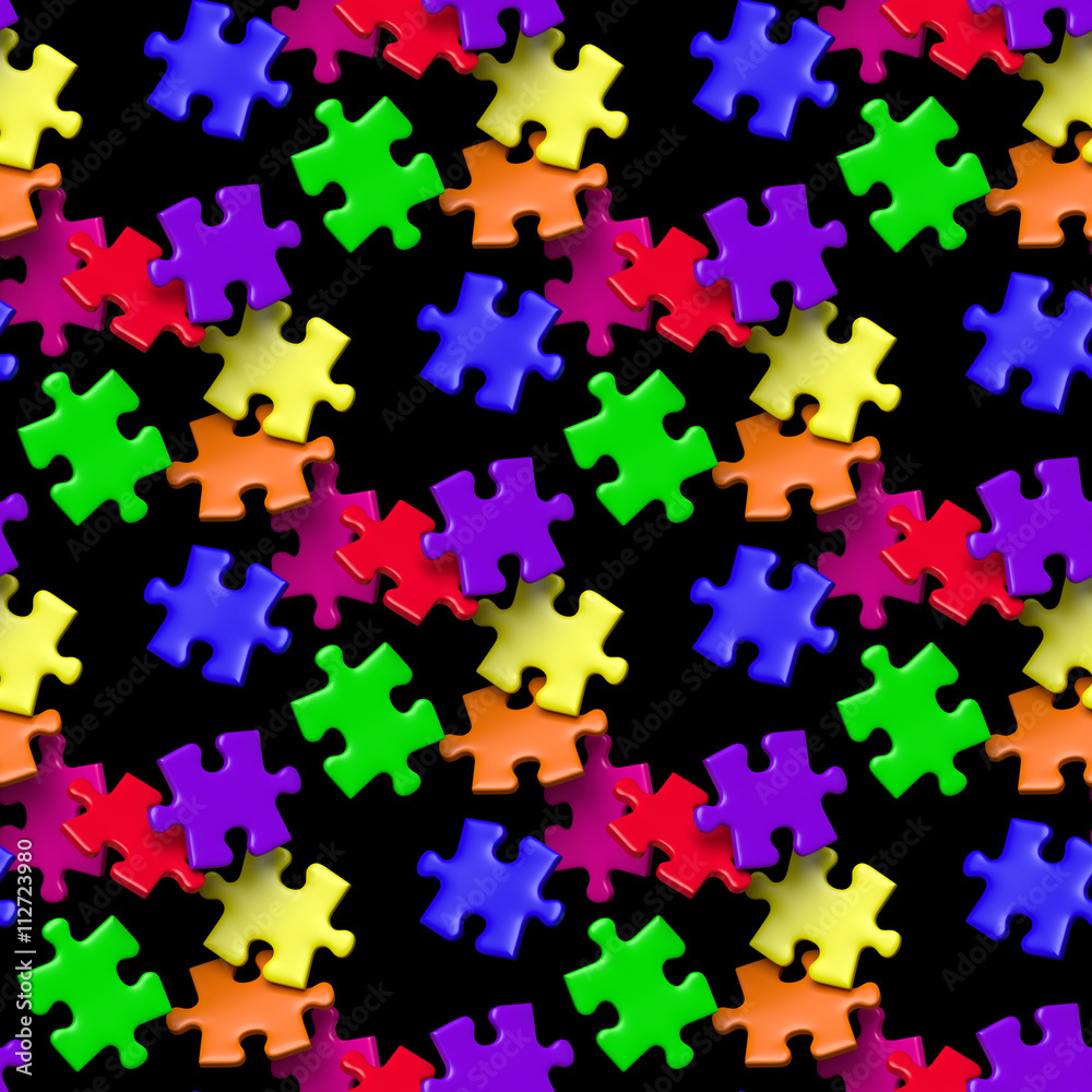 seamless jigsaw puzzle pieces in rainbow colours in front of a black  background Stock Illustration | Adobe Stock