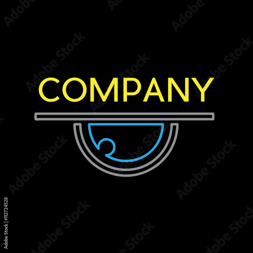 Vector sign abstract closed eye, in linear style on black backgr