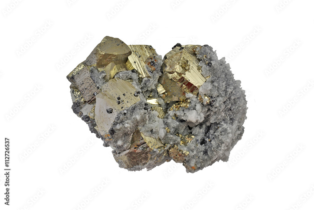 Quartz crystals,zinc blend and beautiful pyrite