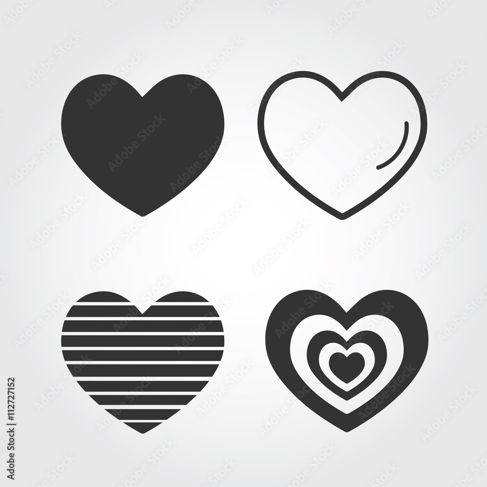 Vector hearts set. icon, flat design Vector hearts set. icon, flat design