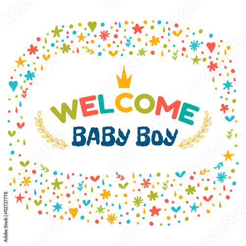 Baby boy shower card. Welcome baby boy. Baby boy arrival postcar