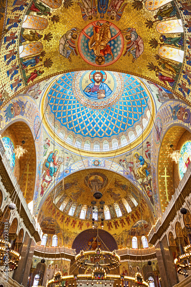 Jesus Christ and Apostles in interior of The Naval Orthodox Cathedral of Saint Nicholas
