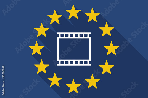 long shadow EU flag with   a photographic 35mm film strip