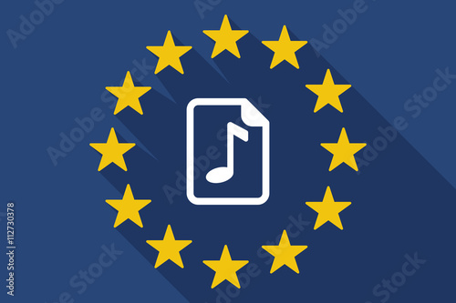 long shadow EU flag with  a music score icon