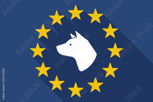 long shadow EU flag with  a dog head