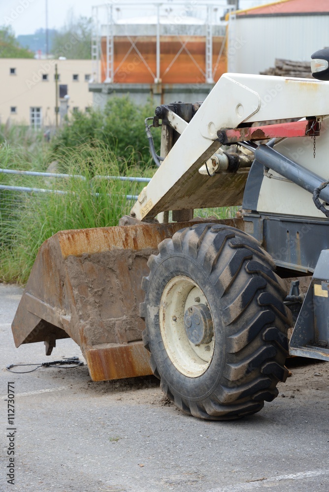 closeup of a tractor bucket