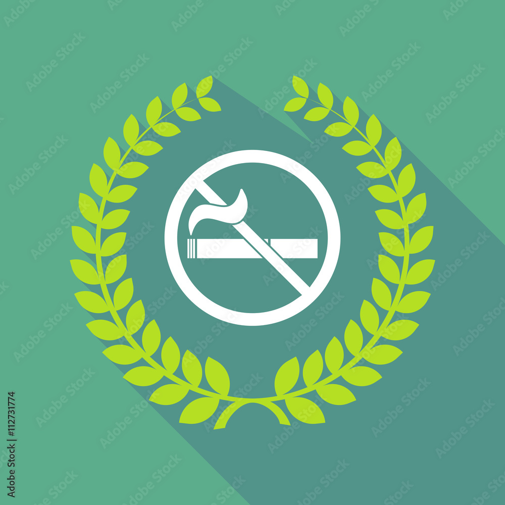 long shadow laurel wreath icon with a no smoking sign long shadow laurel wreath icon with a no smoking sign