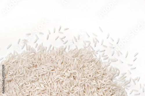 Fototapeta Close up of white rice  on white background