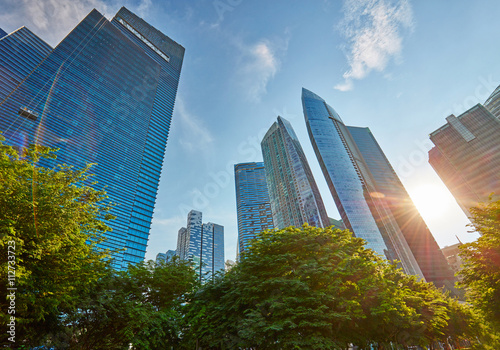 Skyscrapers in central business district of Singapore