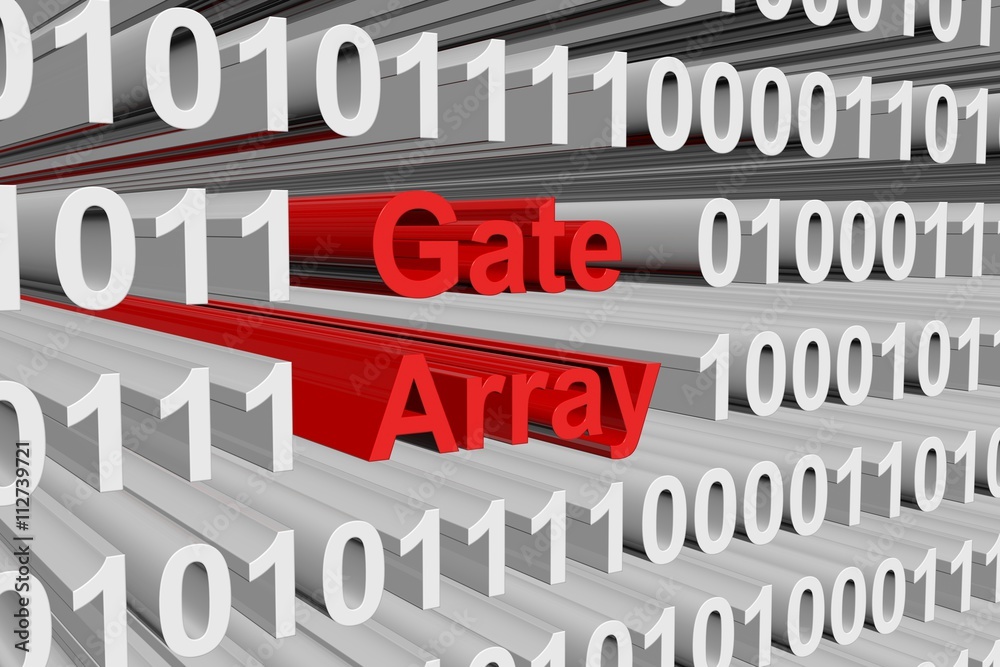 gate array in a binary code 3D illustration