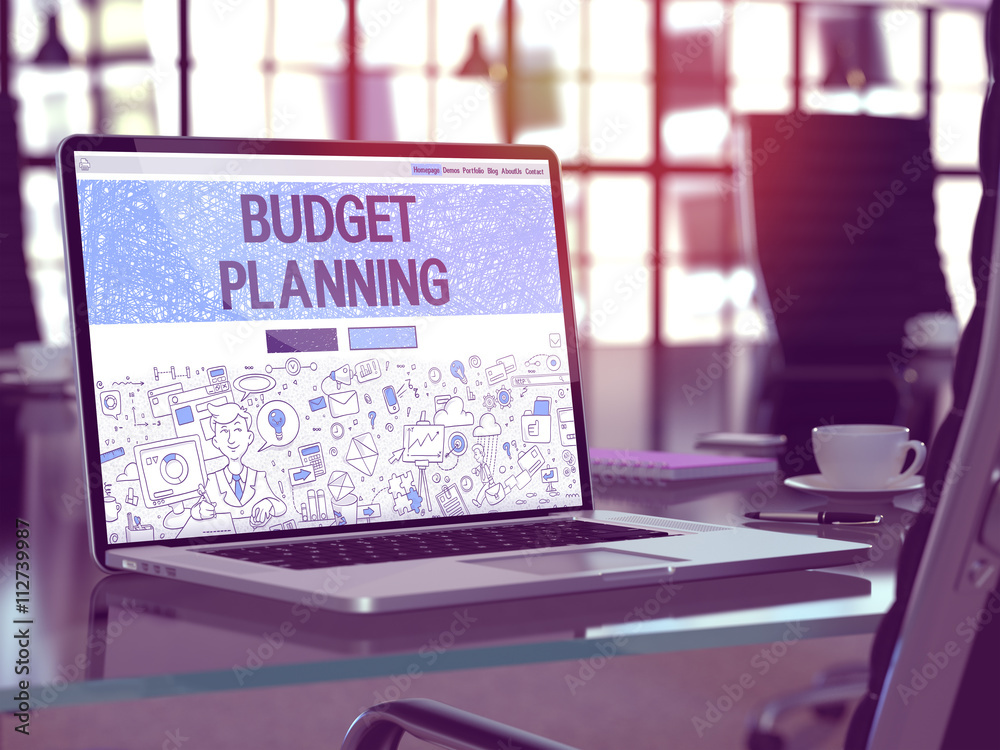 Budget Planning Concept Closeup on Landing Page of Laptop Screen in Modern  Office Workplace. Toned Image with Selective Focus. 3D Render.  Stock-Illustration | Adobe Stock