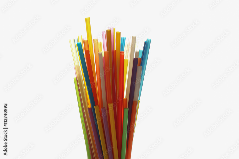 Multi Color flexible straws on white background Multi Color flexible straws on white background