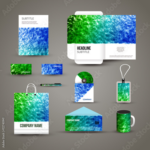 Corporate identity template with dotted background. Vector company dots style for brandbook and guideline, pen, cd disc, cup, letter, flag, business cards.