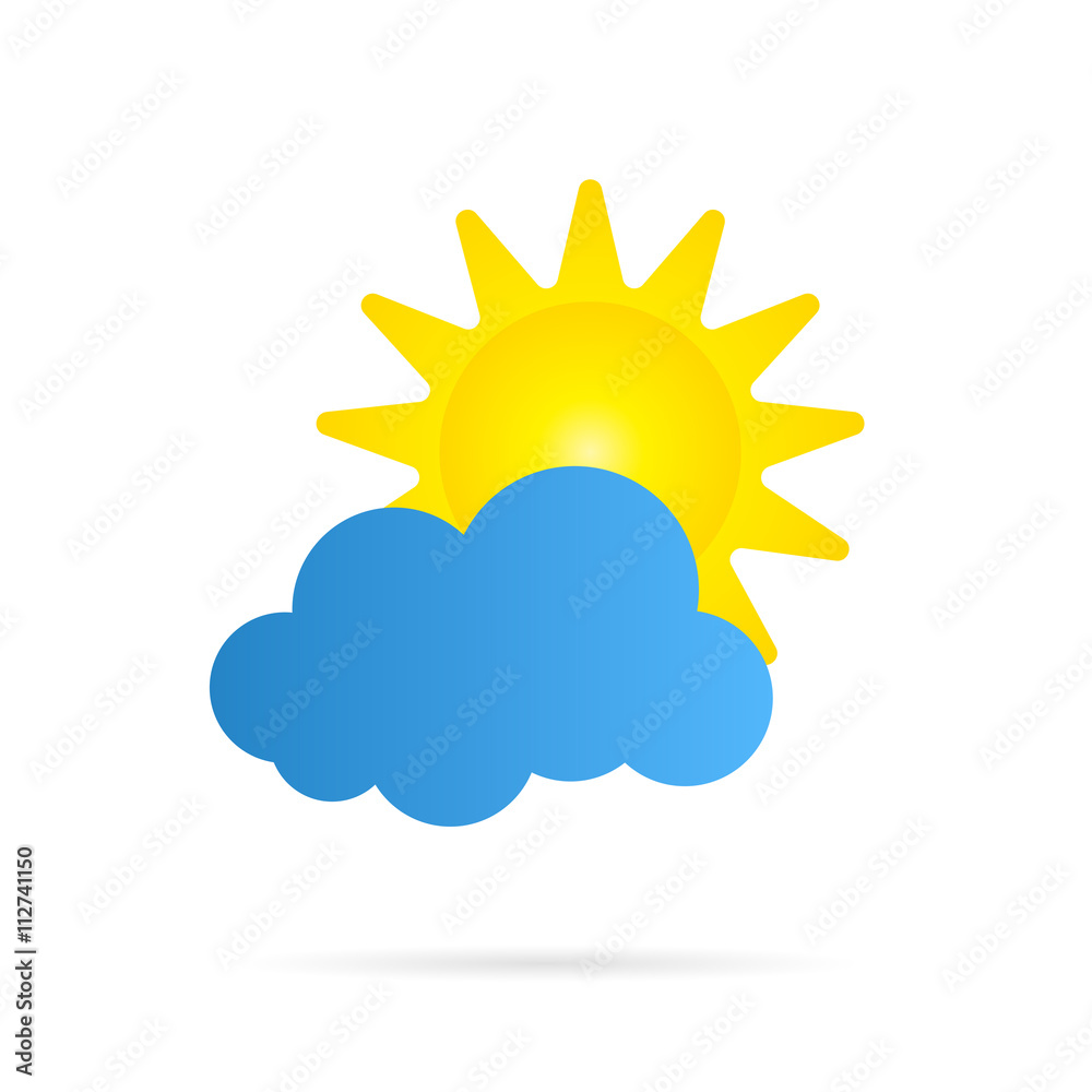 Vector sun and cloud icon. Vector sun and cloud icon.