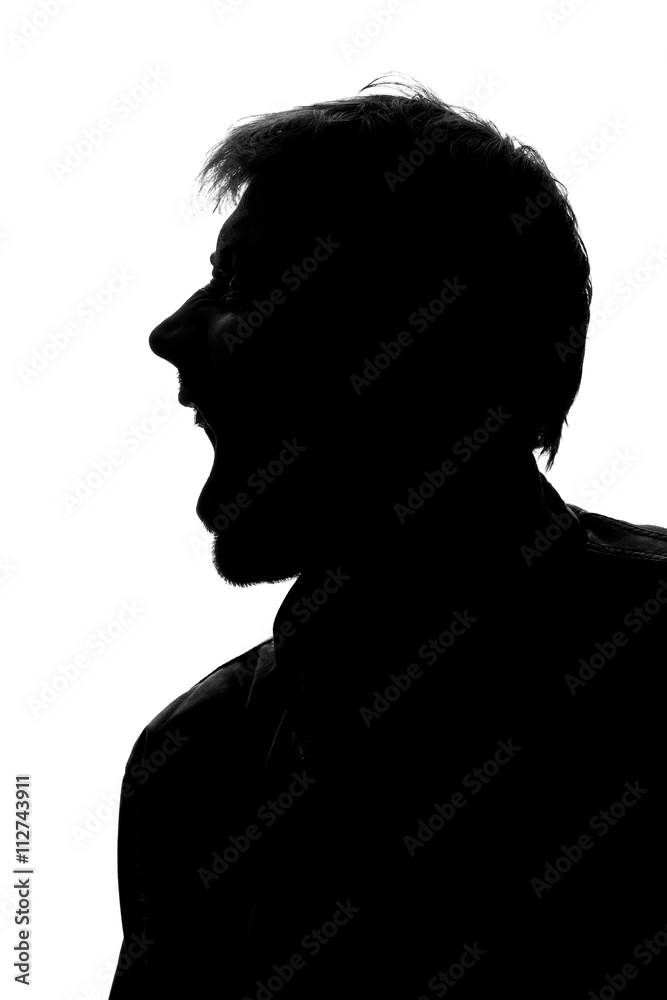 Silhouette of a man with straight hair