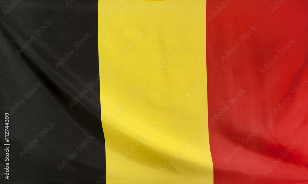 Fototapeta premium Belgium Flag real fabric seamless close up