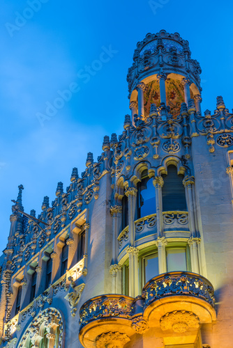 Night scenes of Old building in Barcelona photo