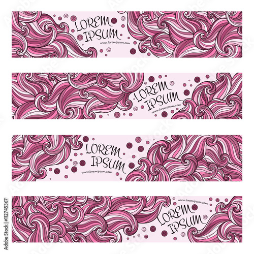 Graphic trendy orange  banners set.