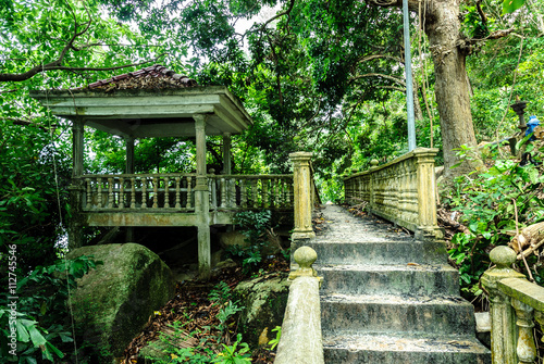 stone walk in ruins in the island of Besar in Perhentian Island in Malaysia