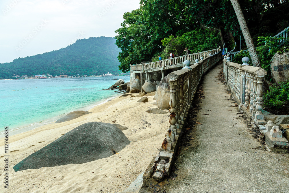 stone walk in ruins in the island of Besar in Perhentian Island in Malaysia