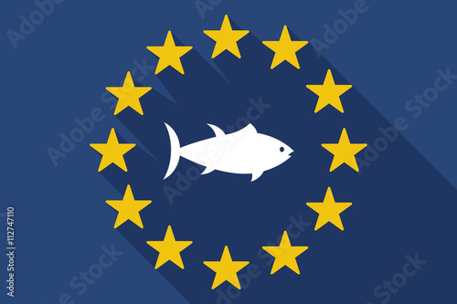 long shadow EU flag with  a tuna fish