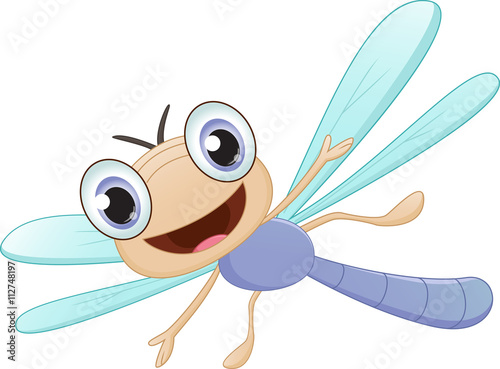 happy dragonfly cartoon