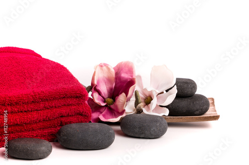 Rote Handtücher mit Blumen