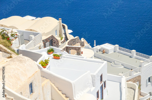 a picturesque town on the hillside of Santorini