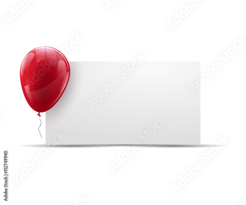 Holiday, Advertising Banner background with ed Ballon. Happy Birthday background with banner and balloon