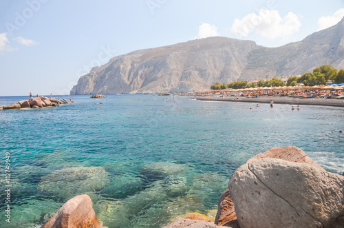 gorgeous black beach on the island of Santorini