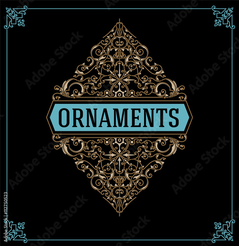 Vintage logo template, Business Identity. Design with Flourishes