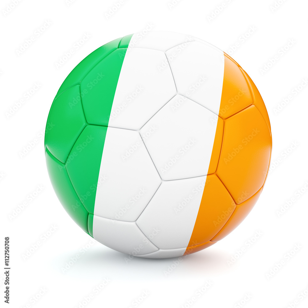 Soccer football ball with Ireland flag