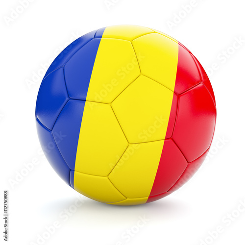 Soccer football ball with Romania flag