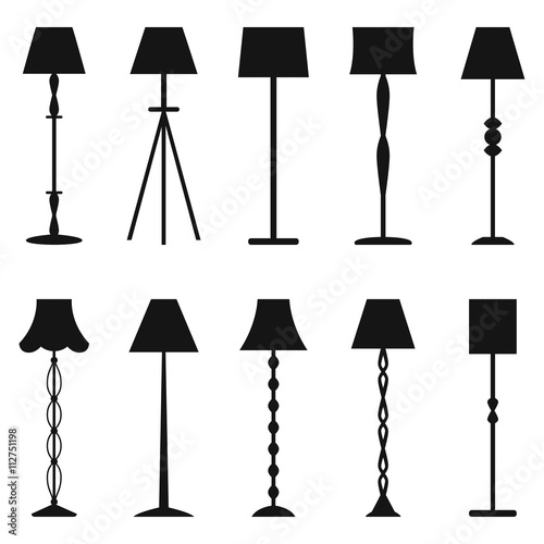 Set of floor lamp silhouettes, vector illustration