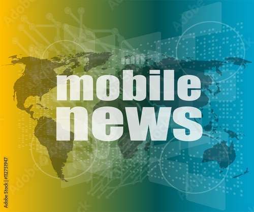 News and press concept: words mobile news on digital screen vector quotation marks with thin line speech bubble. concept of citation, info, testimonials, notice, textbox. flat style