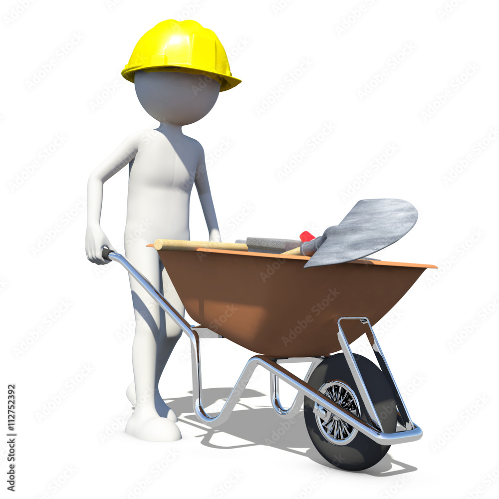Construction worker in action, 3d rendering Construction worker in action, 3d rendering