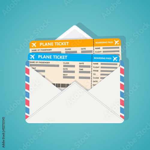 Two plane tickets in envelop.