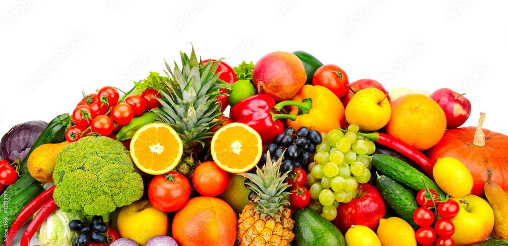 collection fresh fruits and vegetables