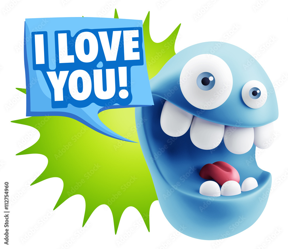 3d Rendering Smile Character Emoticon Expression saying I Love Y 3d Rendering Smile Character Emoticon Expression saying I Love Y