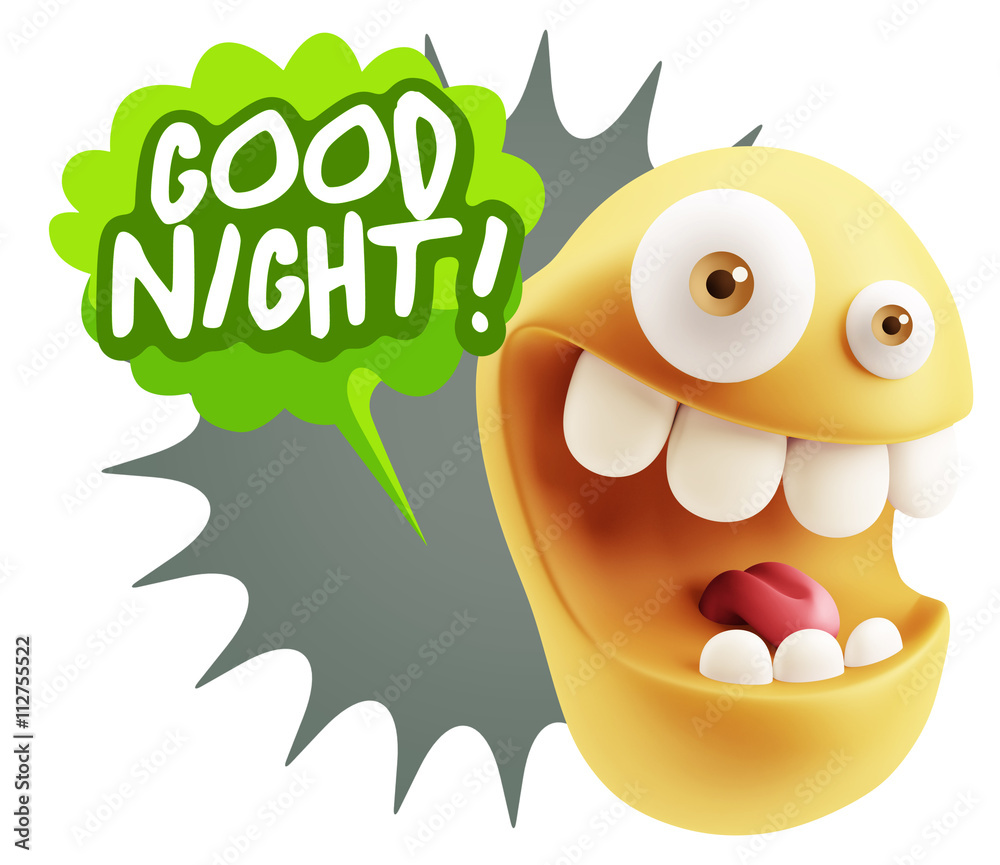 3d Rendering Smile Character Emoticon Expression saying Good Nig 3d Rendering Smile Character Emoticon Expression saying Good Nig