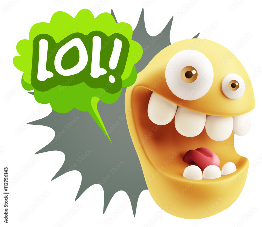 3d Illustration Laughing Character Emoji Expression saying Lol w