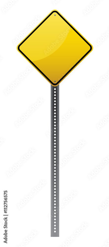 Blank glossy road sign