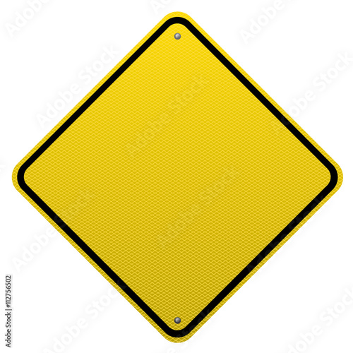 Blank yellow road sign detailed