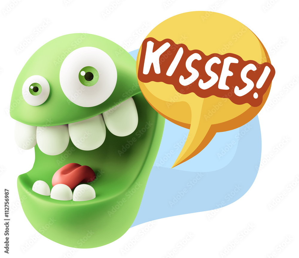 3d Rendering Smile Character Emoticon Expression saying Kisses w 3d Rendering Smile Character Emoticon Expression saying Kisses w